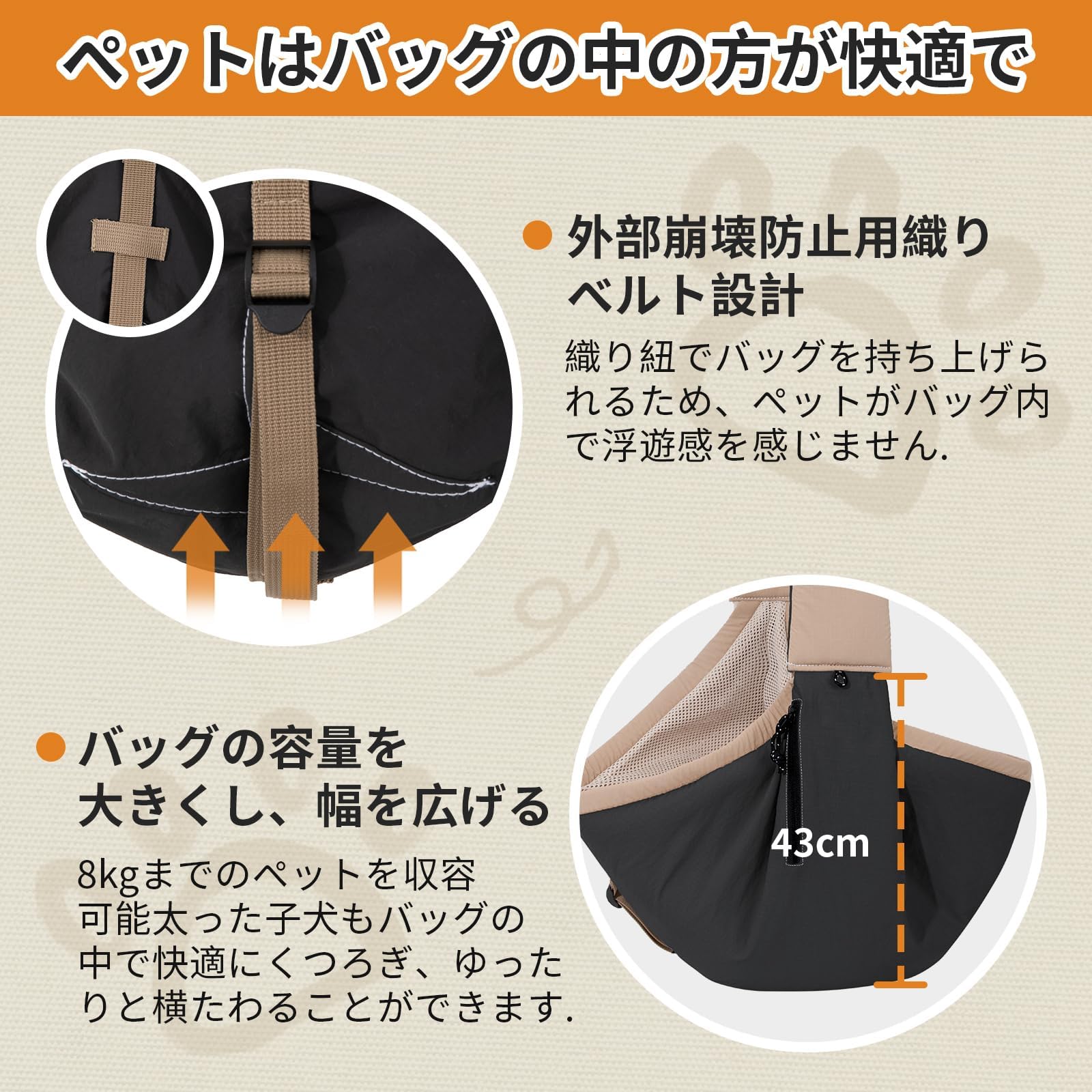Amazon.co.jp: ペットスリング 犬 猫 抱っこ紐 小型犬 キャリーバッグ